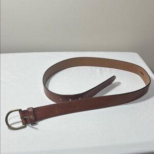 Classic Brown Leather Belt with Gold Buckle